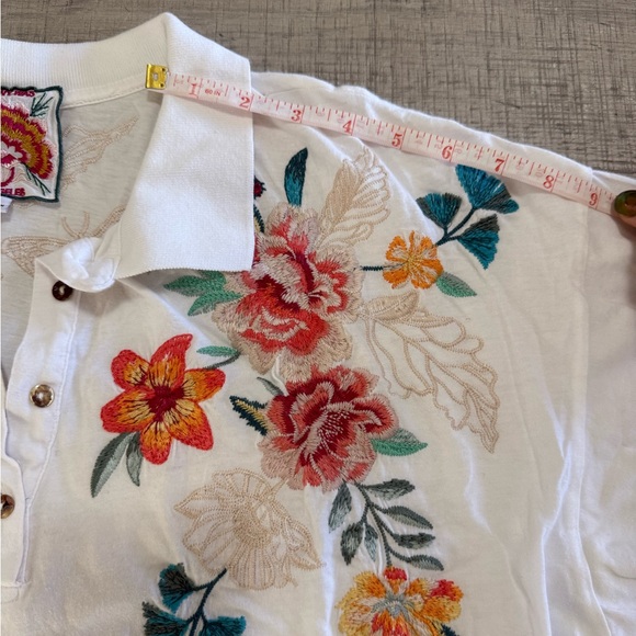 Johnny Was Lorne Embroidered Polo Shirt, J13521-5 Size M - Picture 7 of 16
